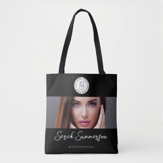 Black White Logo Photo Makeup Studio トートバッグ (正面)