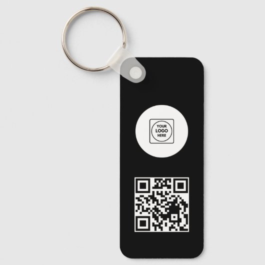 Black White Logo QR Code Promo Keychains キーホルダー (正面)