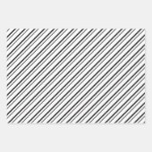 Black & White Luxurious & Chic Stripes ラッピングペーパーシート (正面3)