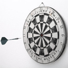 Black & White Marble Classic Custom Name & Message ダーツボード