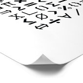 Black & White Math Signs & Symbols Pattern ポスター (角)