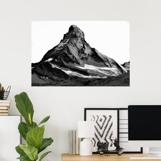 Black & White Matterhorn North Face ポスター (ホームオフィス)