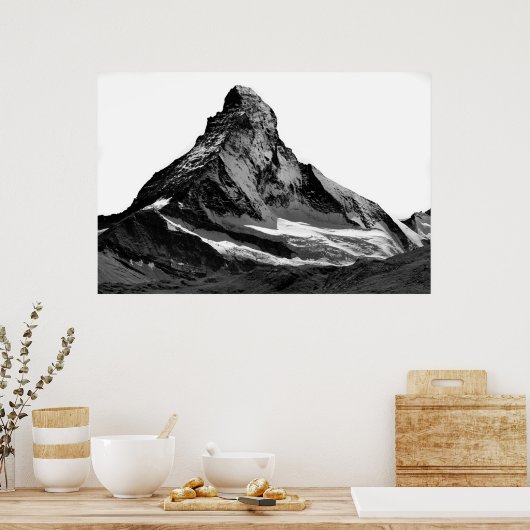Black & White Matterhorn North Face ポスター (キッチン)