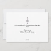 Black White Merry Christmas Tree Holiday Card シーズンカード (裏面)