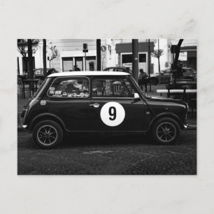 Black & White Mini Cooper Car Number 9はがき  ポストカード
