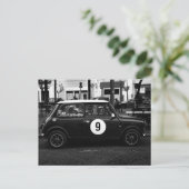 Black & White Mini Cooper Car Number 9はがき ポストカード (スタンド正面)
