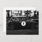 Black & White Mini Cooper Car Number 9はがき ポストカード (正面/裏面)
