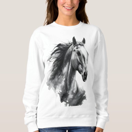 – Black & White Minimal Animal Graphic Tee スウェットシャツ (正面)