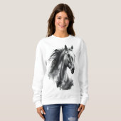 – Black & White Minimal Animal Graphic Tee スウェットシャツ (正面フル)