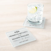 Black & White Minimal Clean Monogram Wedding  ガラスコースター (アングル)