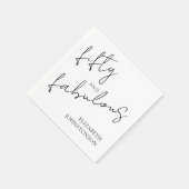 Black White Minimal Fifty and Fabulous Birthday スタンダードカクテルナプキン (角)