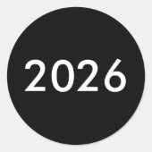 Black White Minimal Modern Bold 2026 Grad Party ラウンドシール (正面)