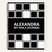 Black White Minimal Modern Squared Daily  ノートブック (正面)