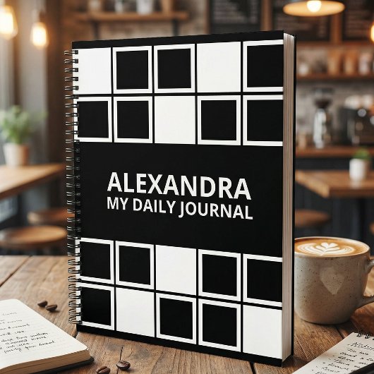 Black White Minimal Modern Squared Daily  ノートブック