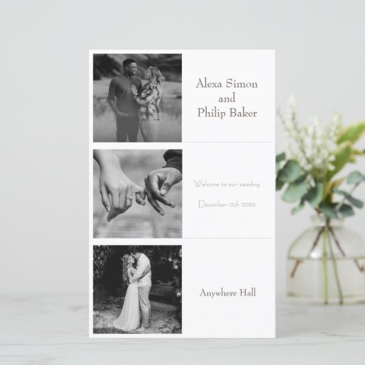 Black & White Minimal Photo Wedding menu (スタンド正面)