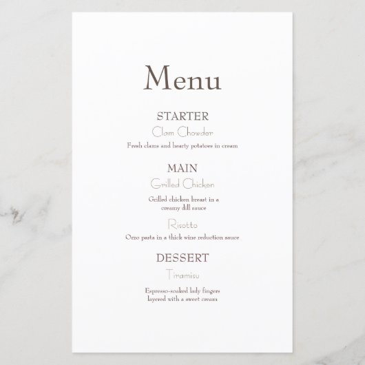 Black & White Minimal Photo Wedding menu (裏面)