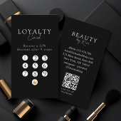 Black & White Minimal Salon QR Code Loyalty 名刺