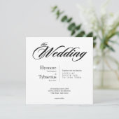 Black & White Minimal Square Wedding Invitation カード (スタンド正面)