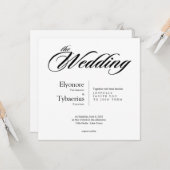 Black & White Minimal Square Wedding Invitation カード (正面/裏面インサイチュ)