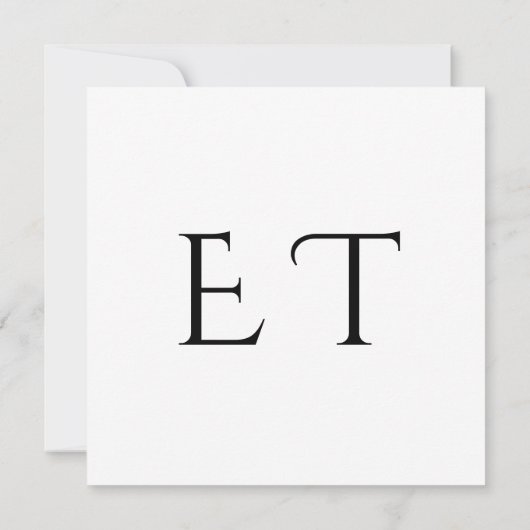 Black & White Minimal Square Wedding Invitation カード (裏面)