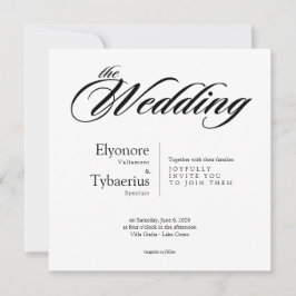 Black & White Minimal Square Wedding Invitation カード