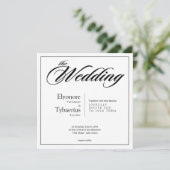 Black & White Minimal Square Wedding Invitation カード (スタンド正面)