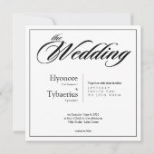 Black & White Minimal Square Wedding Invitation カード (正面)