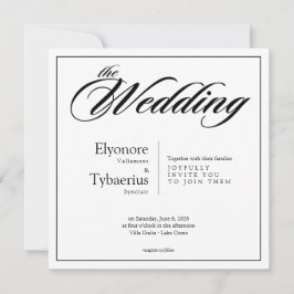Black & White Minimal Square Wedding Invitation カード