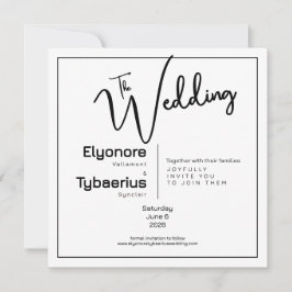 Black & White Minimal Square Wedding Invitation カード