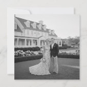 Black & White Minimal Square Wedding Photo カード (裏面)