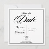 Black & White Minimal Square Wedding Save the Date カード (正面)