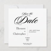 Black& White Minimal Square Wedding Save the Date カード (正面)