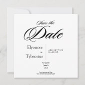 Black & White Minimal Square Wedding Save the Date カード (正面)