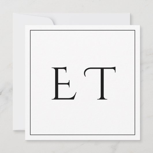 Black & White Minimal Square Wedding Save the Date カード (裏面)