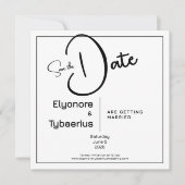 Black & White Minimal Square Wedding Save the Date カード (正面)