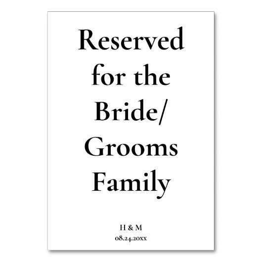 Black & White Minimalist Bride/Groom table Card テーブルナンバー (正面)