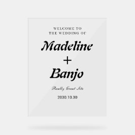 Black & White Minimalist Calligraphy Wedding  アクリルサイン