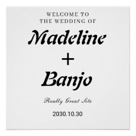 Black & White Minimalist Calligraphy Wedding  ポスター