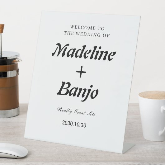 Black & White Minimalist Calligraphy Wedding  台座サイン (インサイチュ)