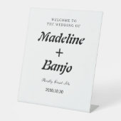 Black & White Minimalist Calligraphy Wedding  台座サイン (正面)