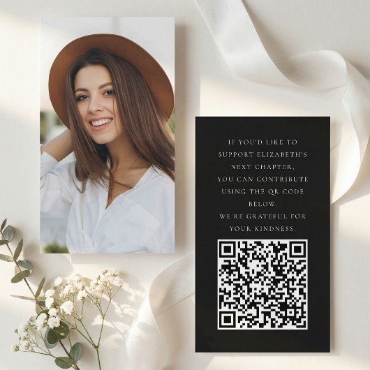 Black White Minimalist Graduation Fund QR エンクロージャーカード