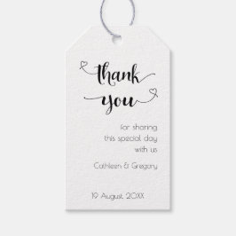 Black White Minimalist Heart Thank You Tag Wedding ギフトタグ