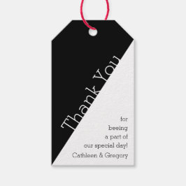 Black White Minimalist Modern Thank You Wedding ギフトタグ