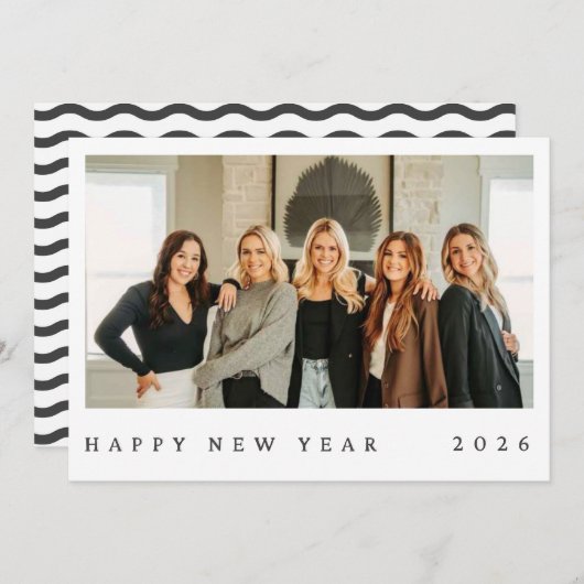 Black & White Minimalist Photo New Year (正面/裏面)