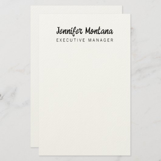 Black & White Minimalist Plain Modern 便箋 (正面/裏面)