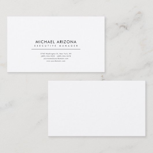 Black & White Minimalist Plain Premium Silk 名刺 (正面/裏面)