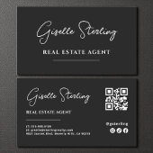 Black & White Minimalist Real Estate Agent QR Code 名刺