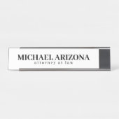 Black & White Minimalist Simple Plain  デスクネームプレート (正面)