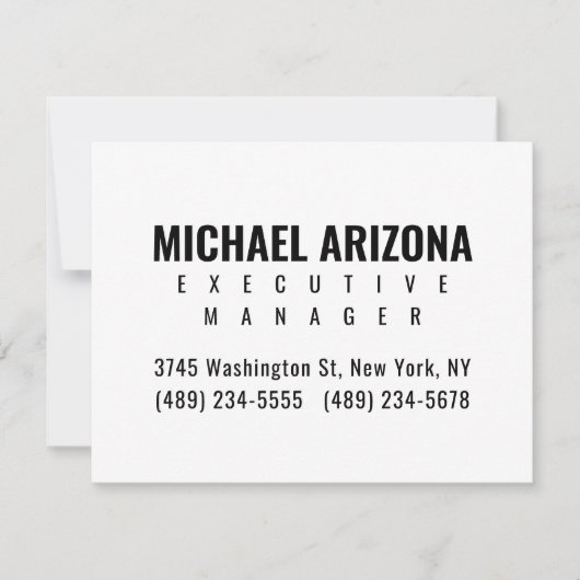 Black & White Minimalist Simple Plain  出欠カード (正面)