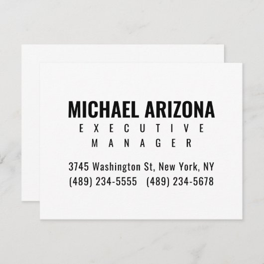 Black & White Minimalist Simple Plain  出欠カード (正面/裏面)